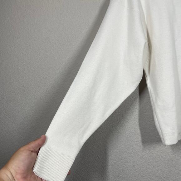 (Nude) Fashion 38/Small Crewneck Knit Beaded Sweater White Wool Long Sleeves - Picture 4 of 11